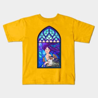 Fairy with owl in gothic window. Kids T-Shirt